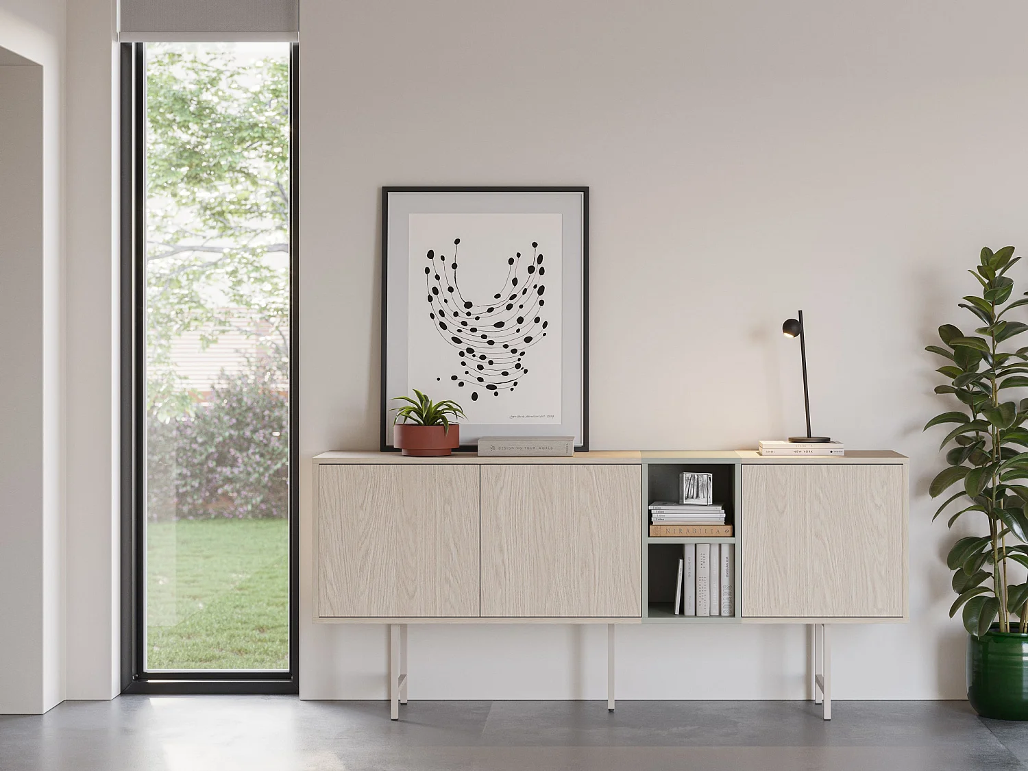 Buffet 3 portes pieds en métal 180x80 cm