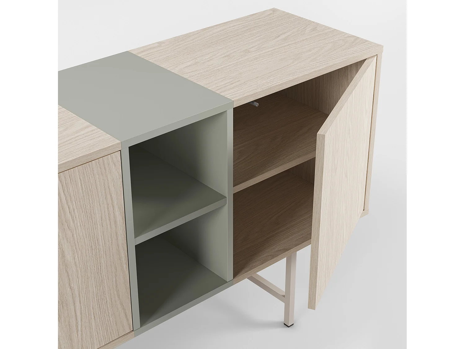 Buffet 3 portes pieds en métal 180x80 cm