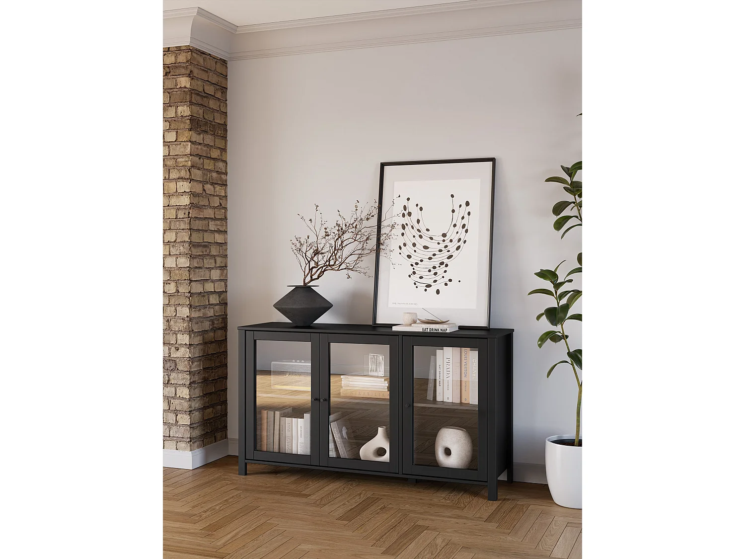 Buffet en pin 3 portes 142x80 cm