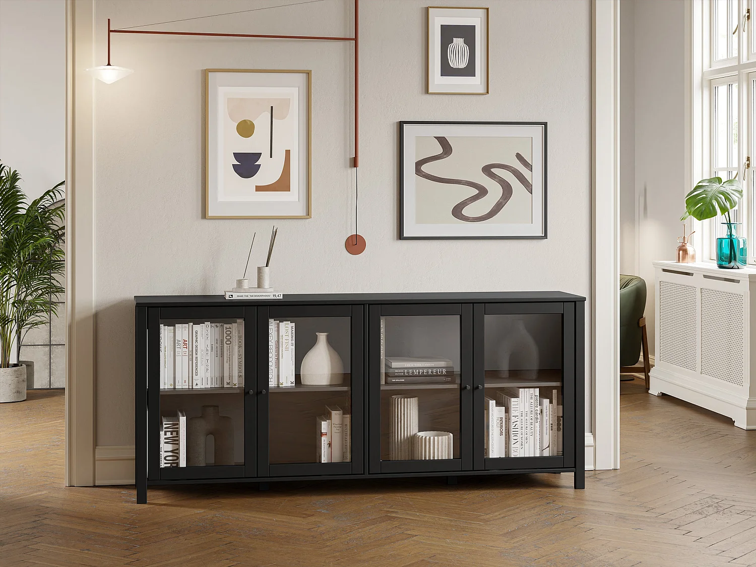 Buffet en pin 4 portes 186x80 cm