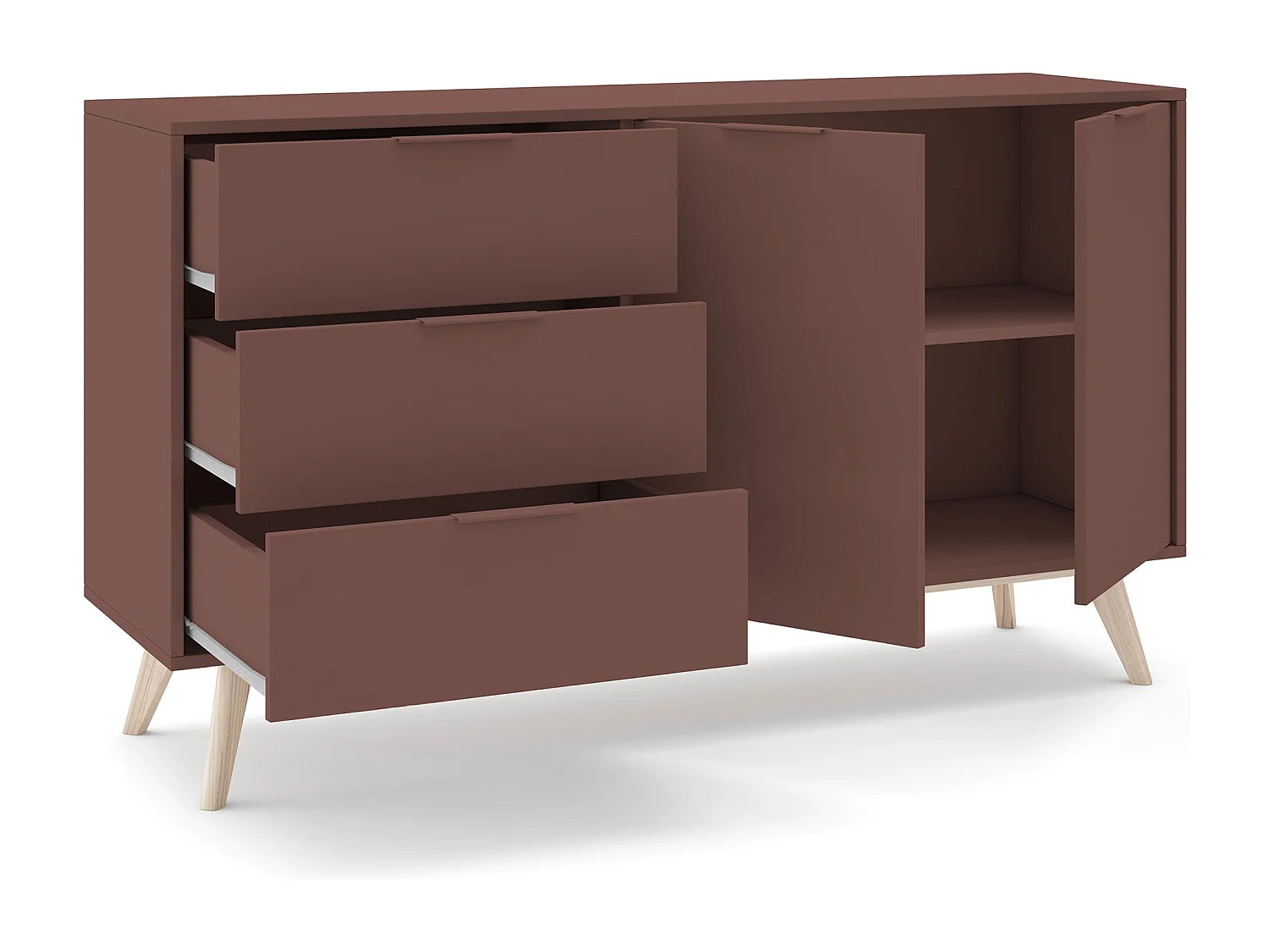 Buffet en pin 2 portes et 3 tiroirs 140x81 cm