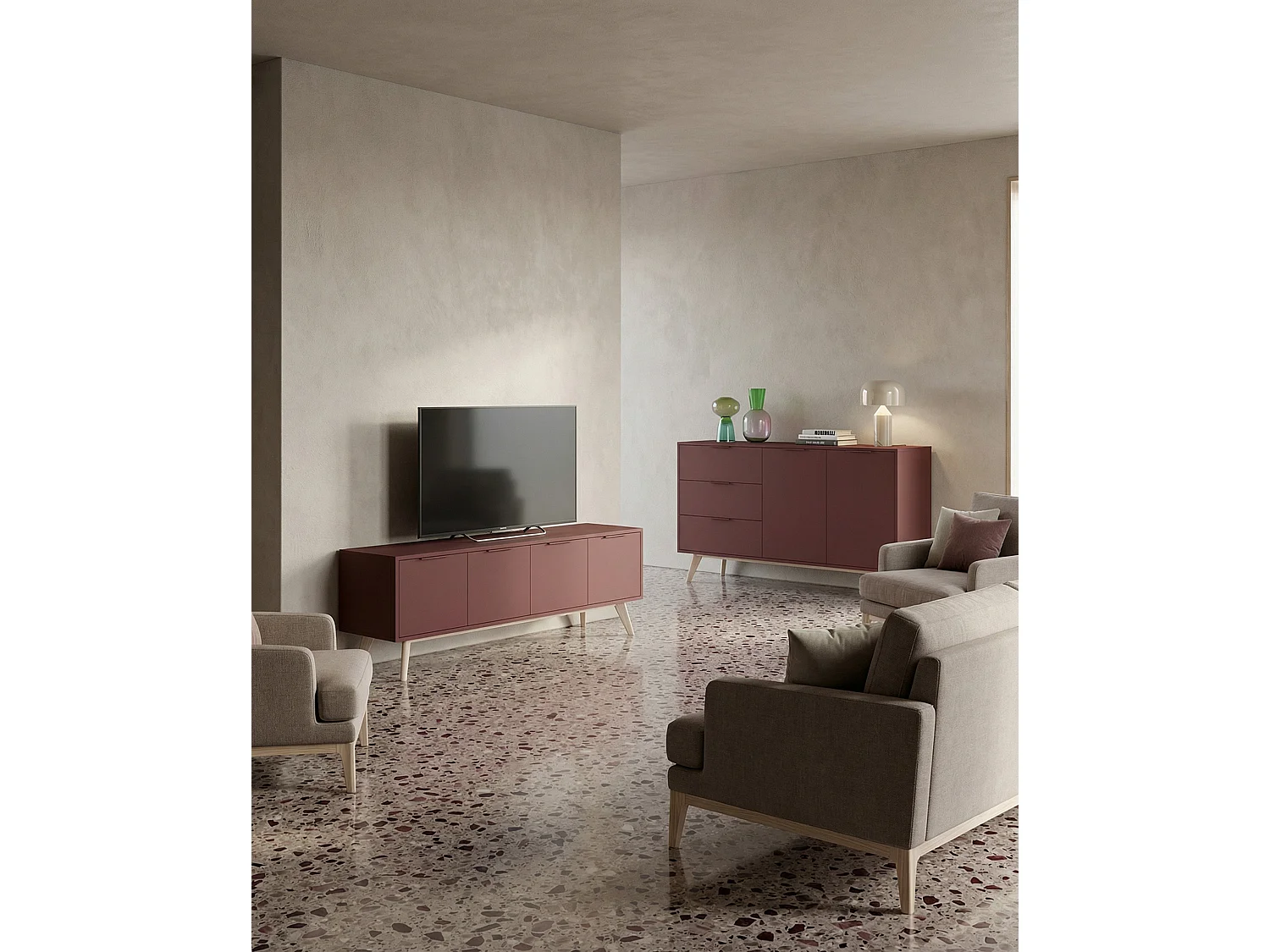 Buffet en pin 2 portes et 3 tiroirs 140x81 cm