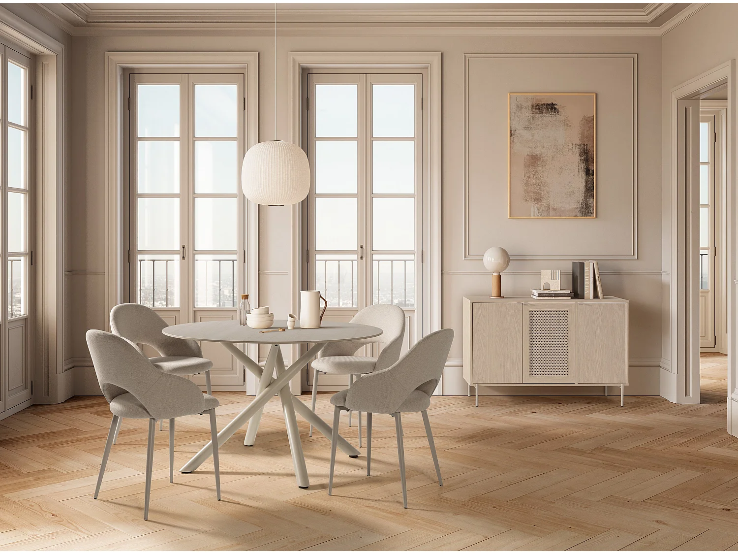 Buffet 3 portes pieds en métal 125x80 cm