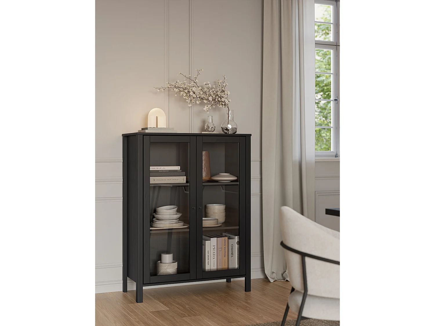 Buffet en pin 2 portes 90x120 cm