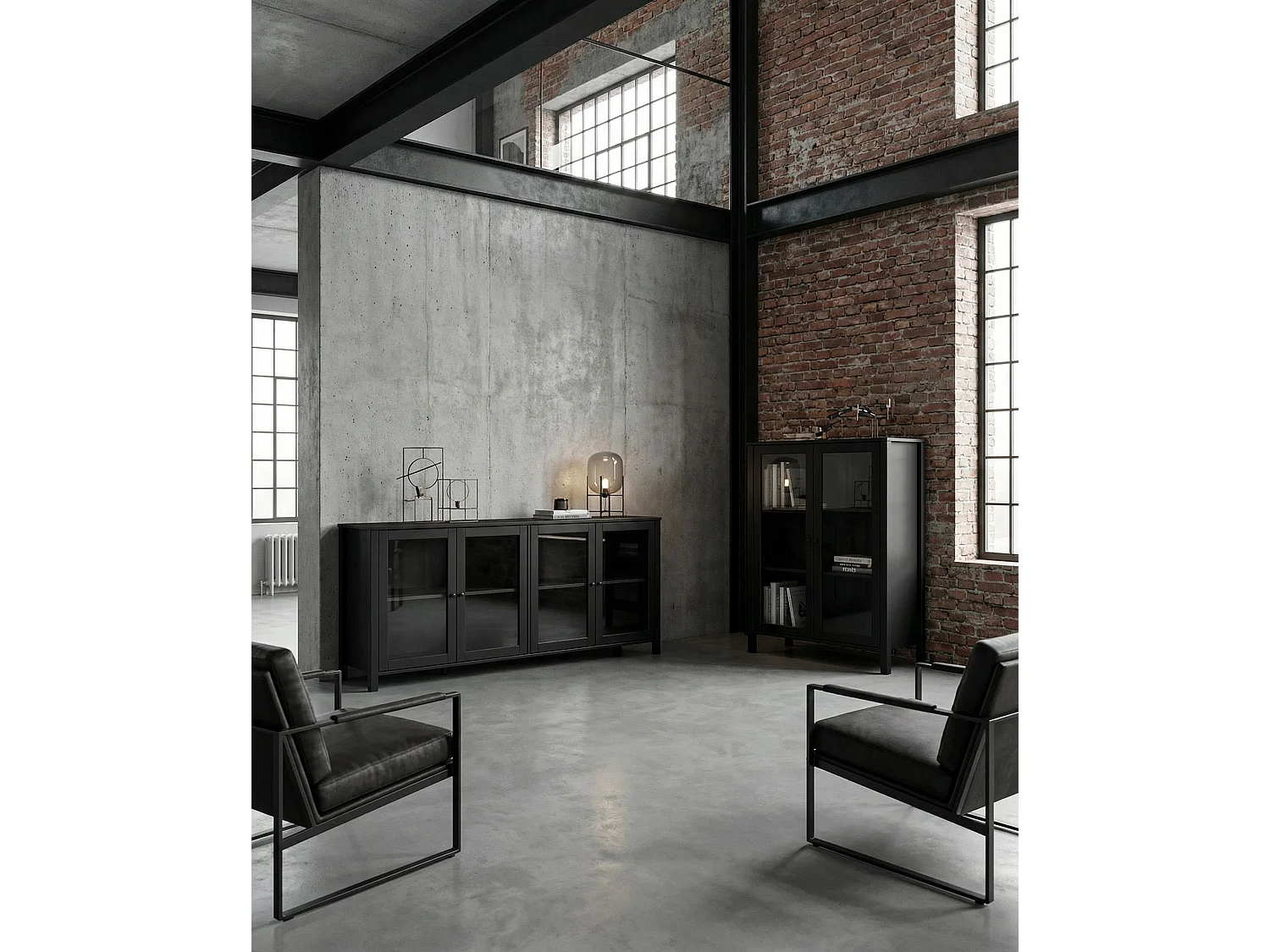 Buffet en pin 2 portes 90x120 cm