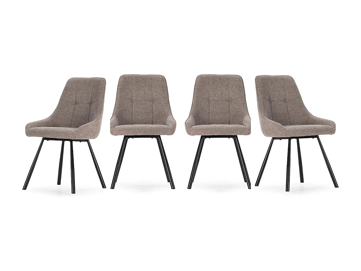 Chaises en lot de 4 en tissu avec pieds en metal H85 cm - NORY