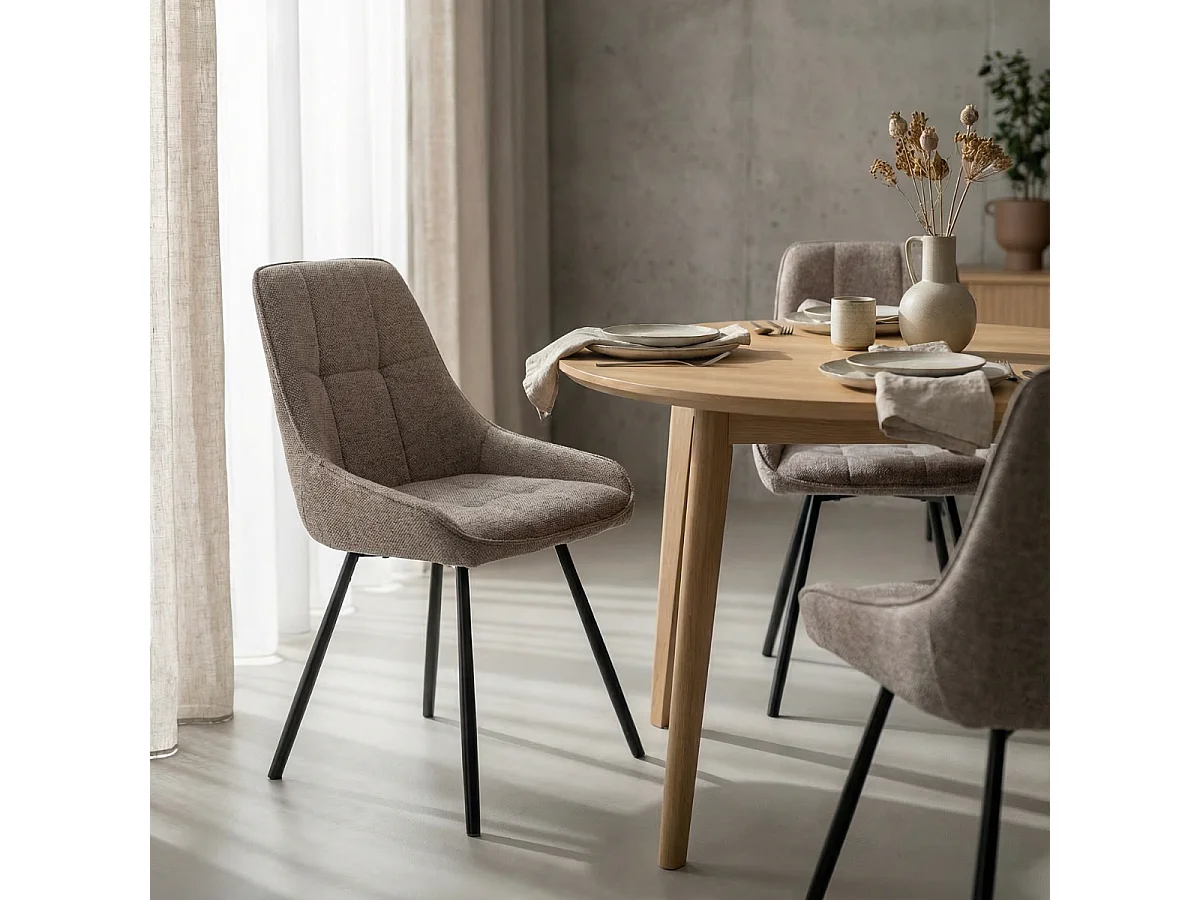 Chaises en lot de 4 en tissu avec pieds en metal H85 cm - NORY