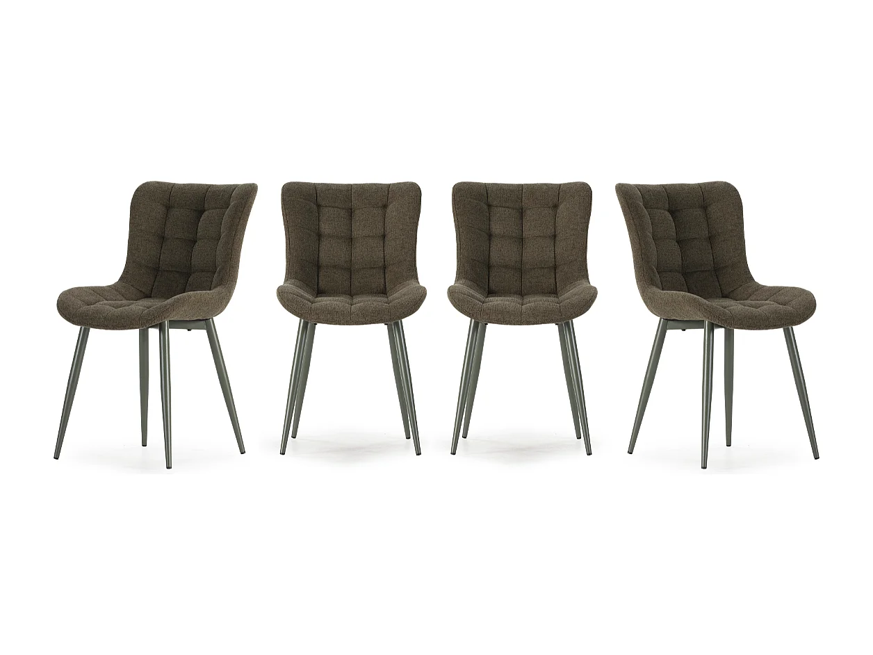 Lot de 4 Chaises en tissu matelassé avec pieds en métal H85 cm - MAË