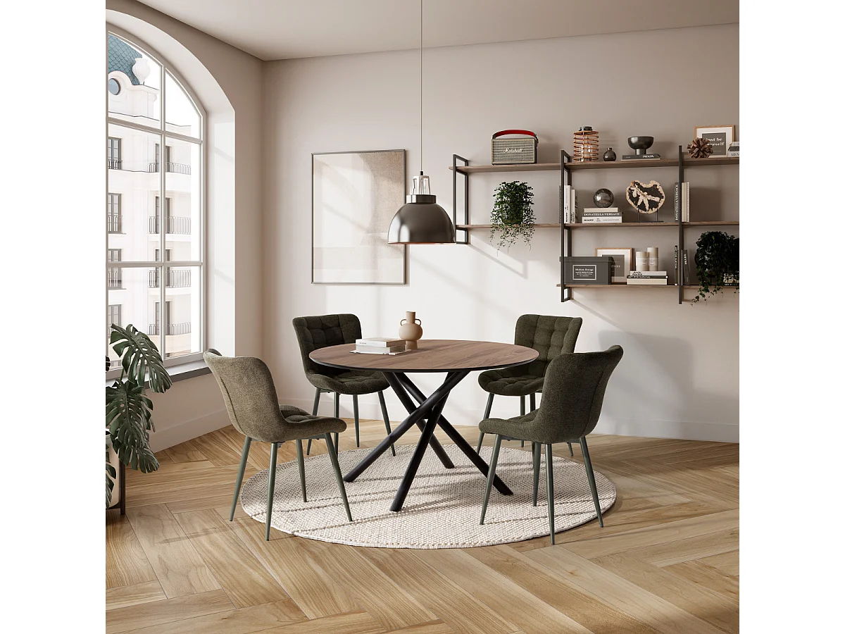 Lot de 4 Chaises en tissu matelassé avec pieds en métal H85 cm - MAË