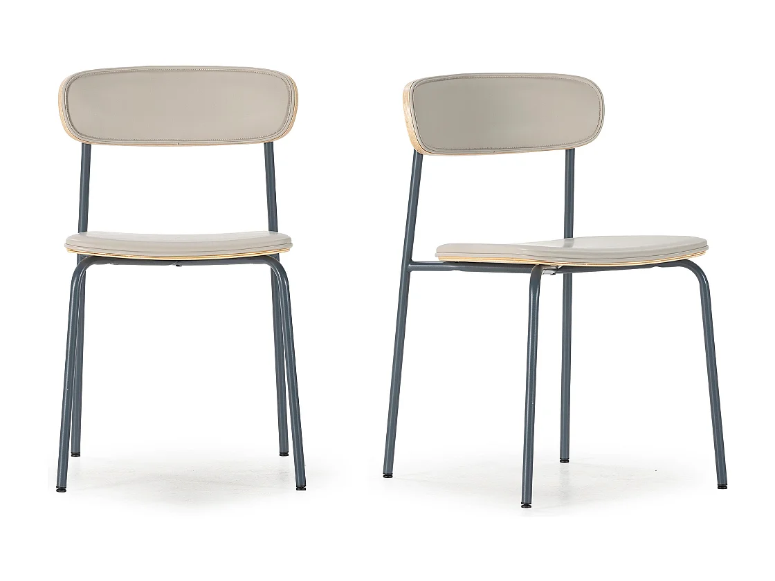 Set di 2 sedie in similpelle con gambe in metallo H78 cm - AYA