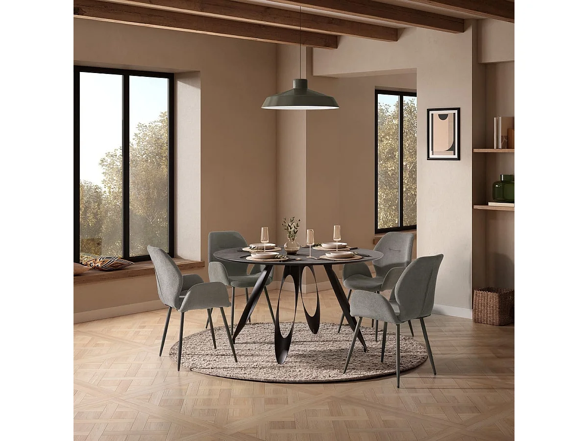 Stoffsessel 2er-Set mit Metallfüßen H86 cm - SOLA