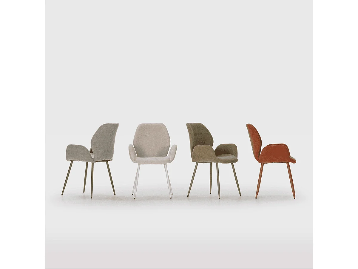 Stoffsessel 2er-Set mit Metallfüßen H86 cm - SOLA