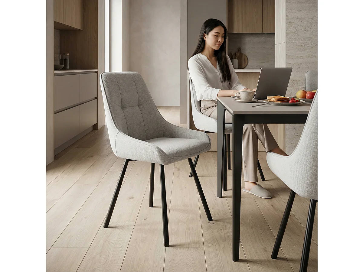 Lote de 4 sillas de tela con patas de metal A85 cm - NORY