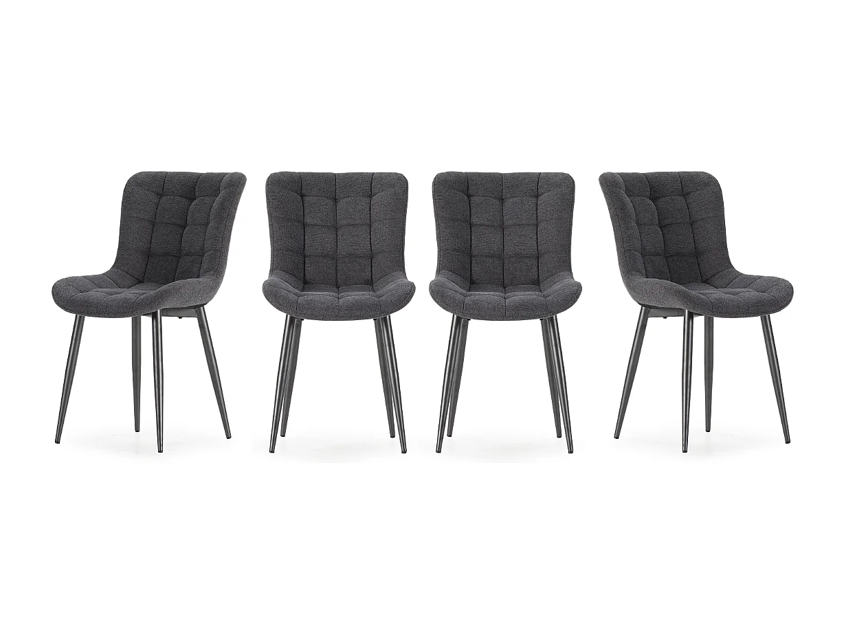 Set di 4 sedie in tessuto trapuntato con gambe in metallo, H 85 cm - MAË