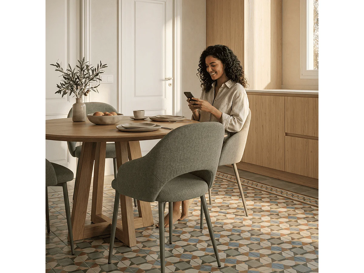 Lot de 2 Chaises en en tissu avec pieds en métal H84 cm - LILA