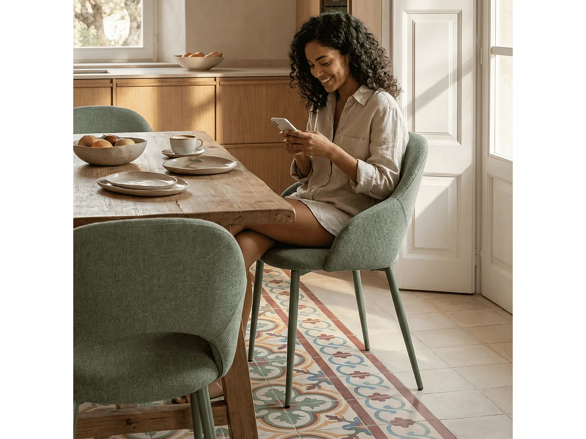 Lot de 2 Chaises en en tissu avec pieds en métal H84 cm - LILA