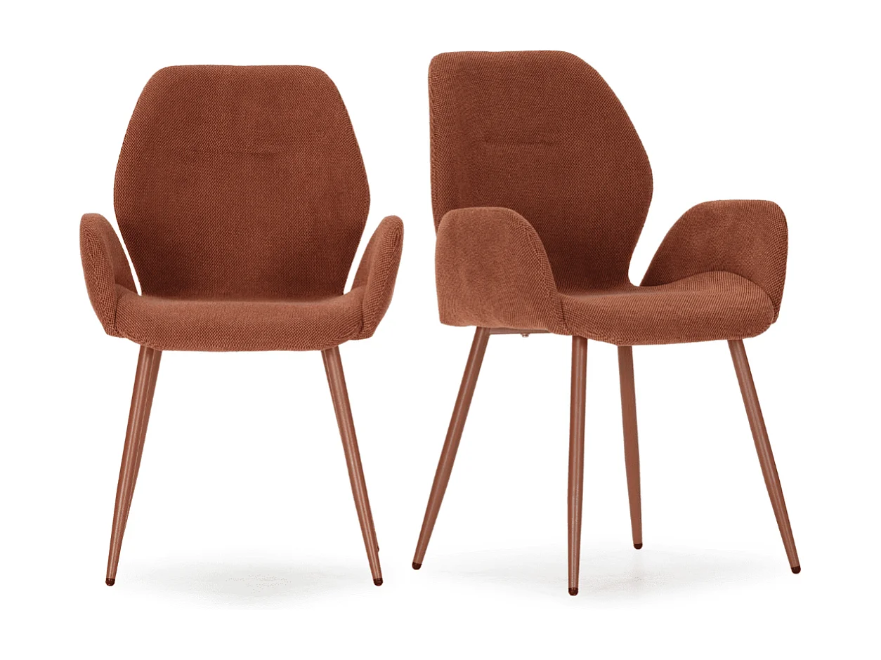 Fauteuils en lot de 2 en tissu avec pieds en métal H86 cm - SOLA