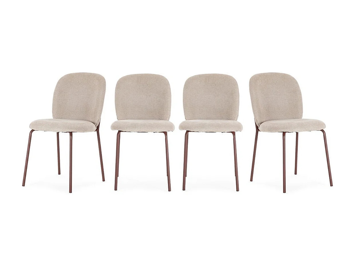 Lot de 4 Chaises en tissu avec pieds en métal H85 cm - NOA