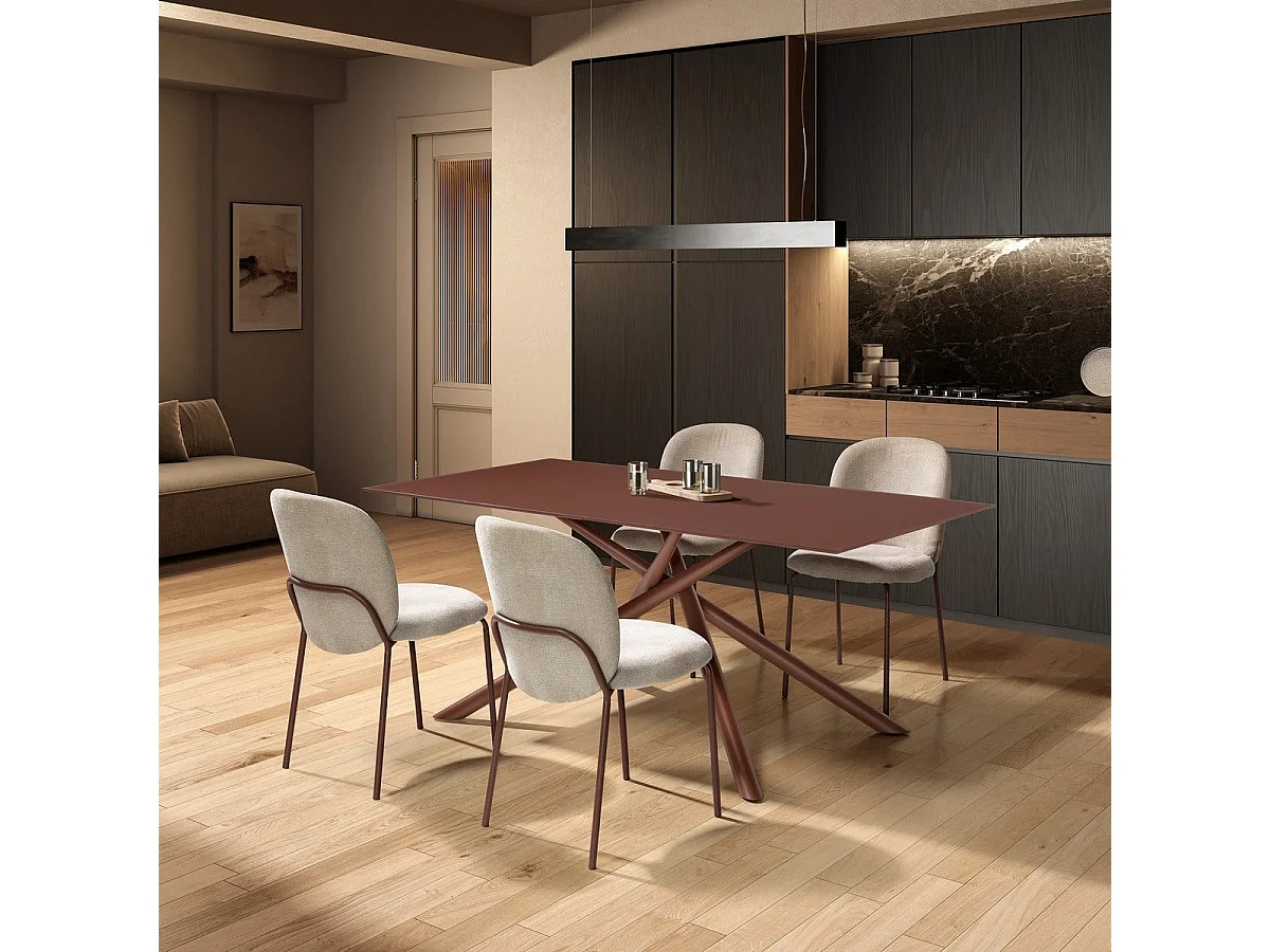 Lot de 4 Chaises en tissu avec pieds en métal H85 cm - NOA