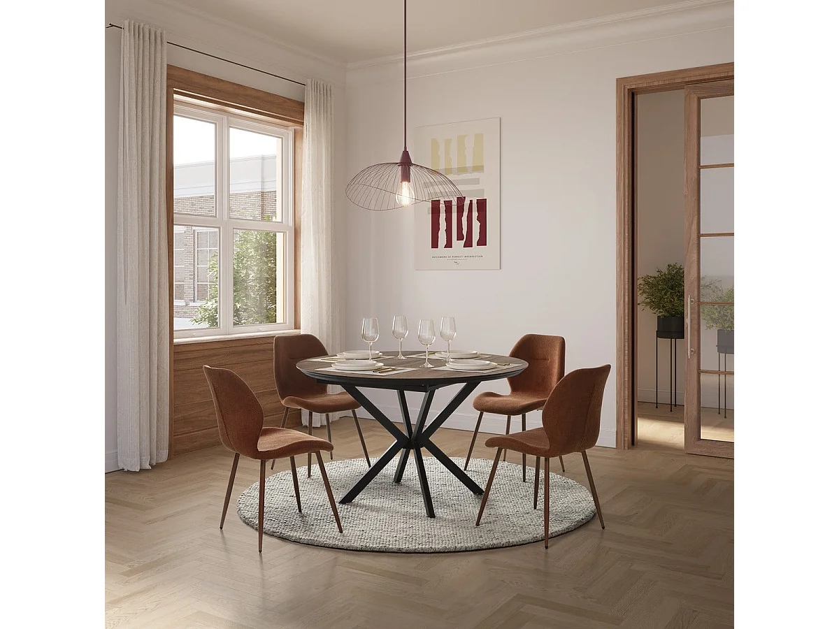 Lot de 4 Chaises en tissu orange H86 cm - EMMY