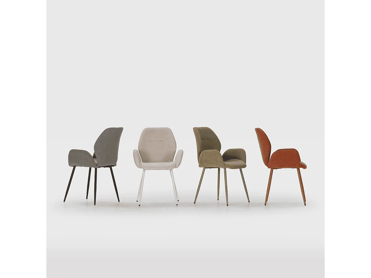 Stoffsessel 2er-Set mit Metallfüßen H86 cm - SOLA