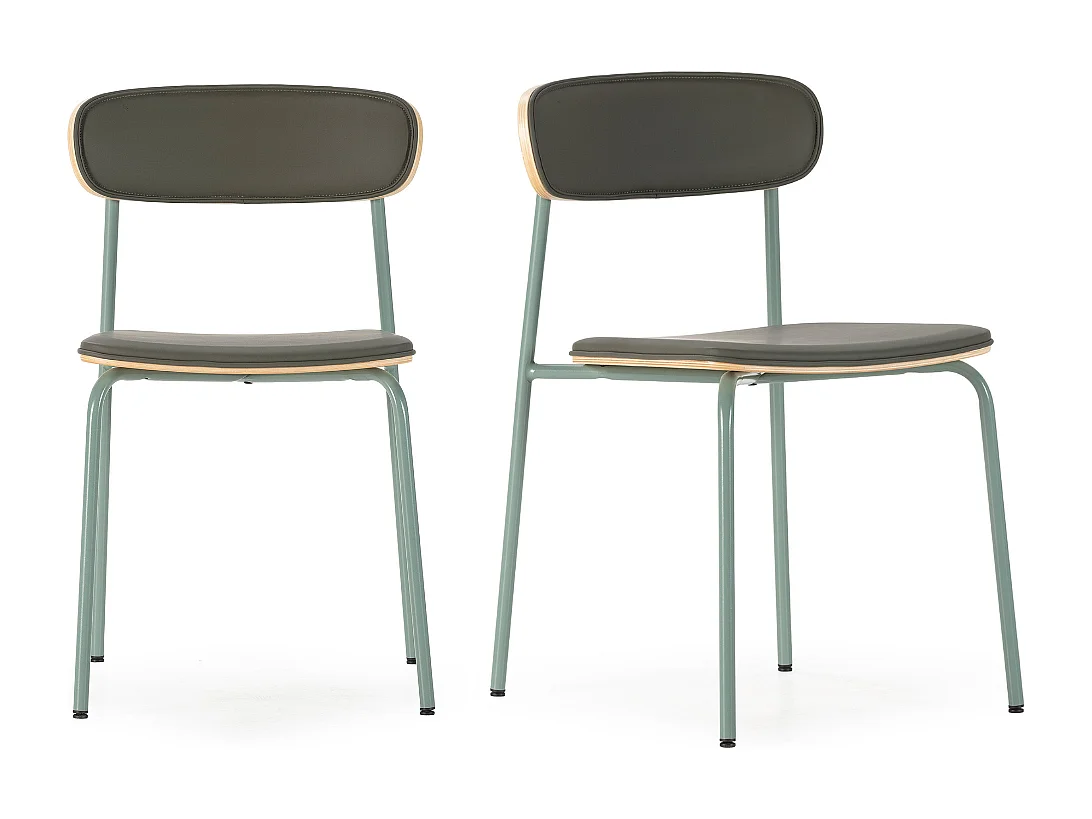 Set di 2 sedie in similpelle con gambe in metallo H78 cm - AYA