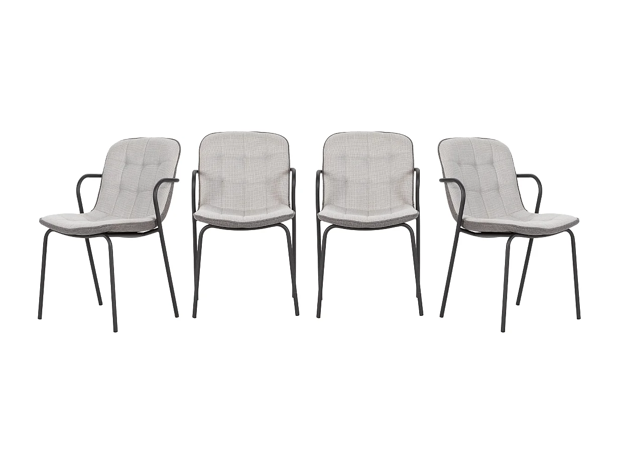 Lot de 4 Chaises en tissu avec pieds en métal H81 cm - ZÉLIE