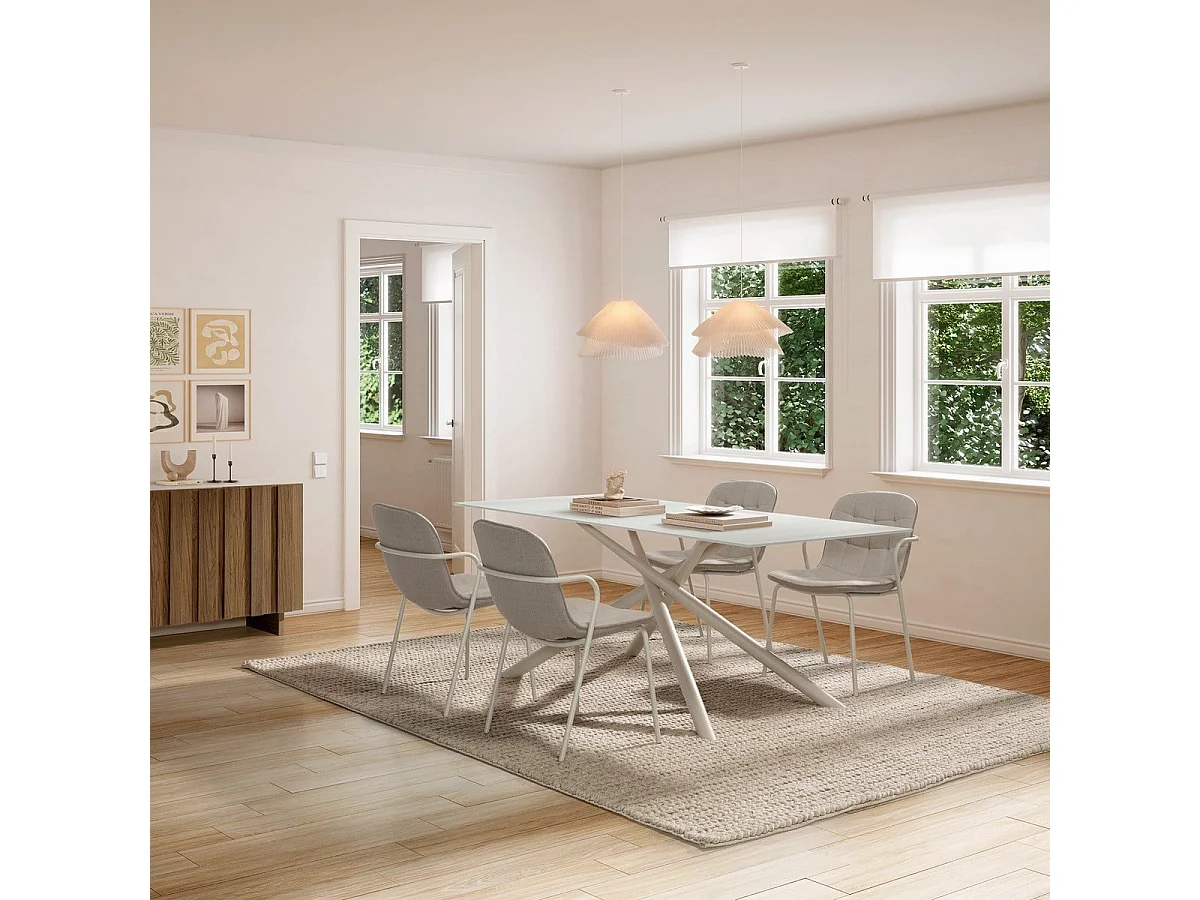 Stühle 4er-Set aus Stoff mit Metallbeinen, H 81 cm - ZÉLIE