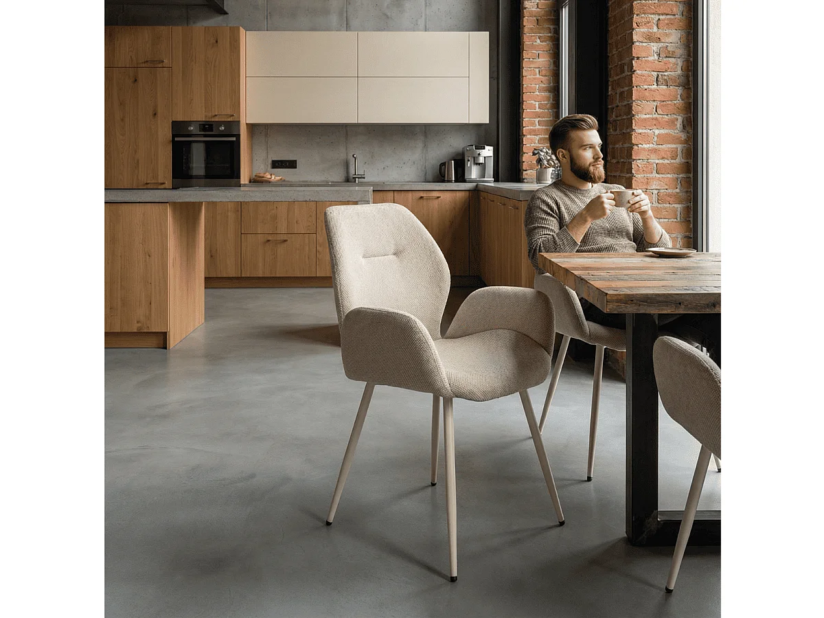 Stoffsessel 2er-Set mit Metallfüßen H86 cm - SOLA