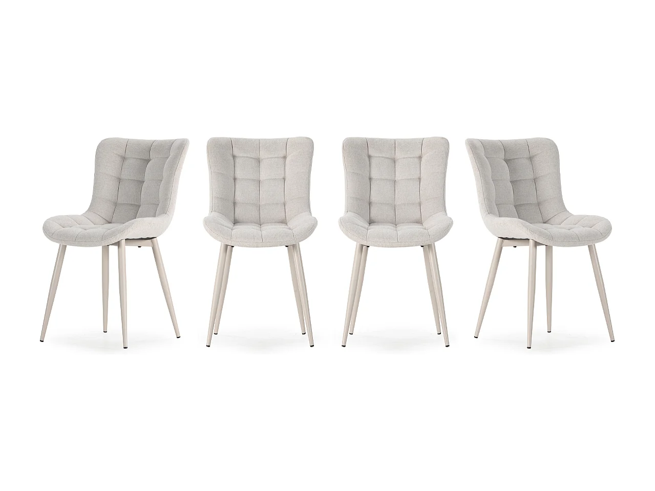 Lot de 4 Chaises en tissu matelassé avec pieds en métal H85 cm - MAË