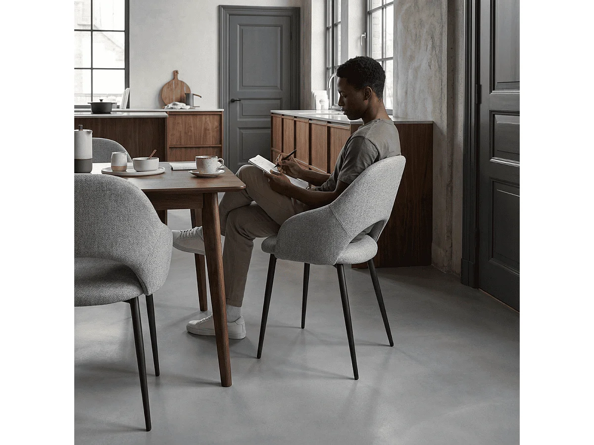 Stoelen Set van 2 in stoffen met metalen poten, H84 cm - LILA