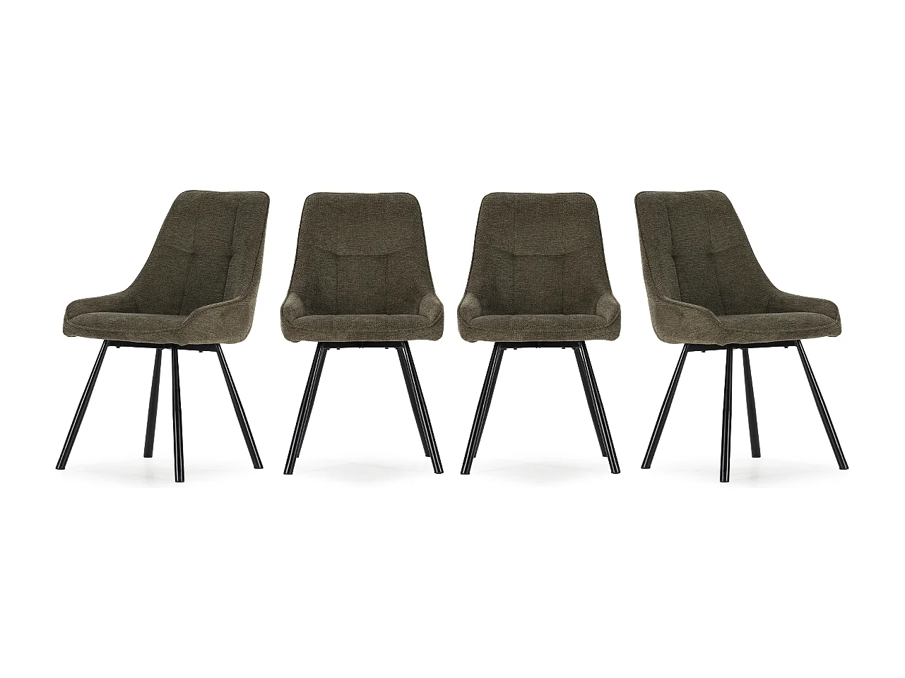 Stühle 4er-Set aus Stoff mit Metallbeinen, H 85 cm - NORY