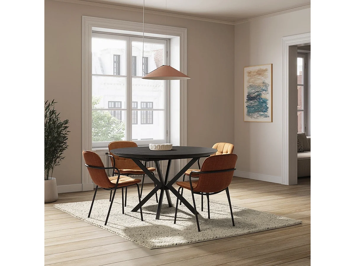 Lot de 4 Chaises en tissu avec pieds en métal H81 cm - ZÉLIE