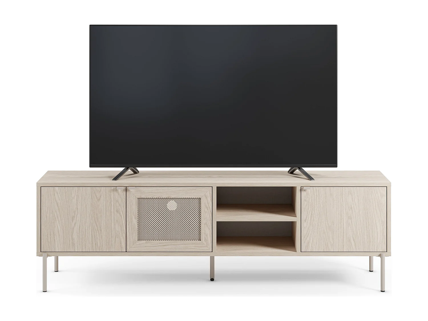 Dreitüriger TV-Ständer Eiche Metallbeinen 164x50 cm