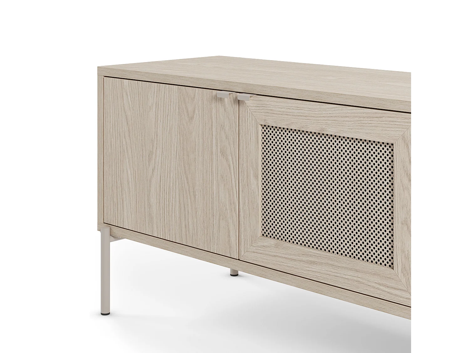 Dreitüriger TV-Ständer Eiche Metallbeinen 164x50 cm