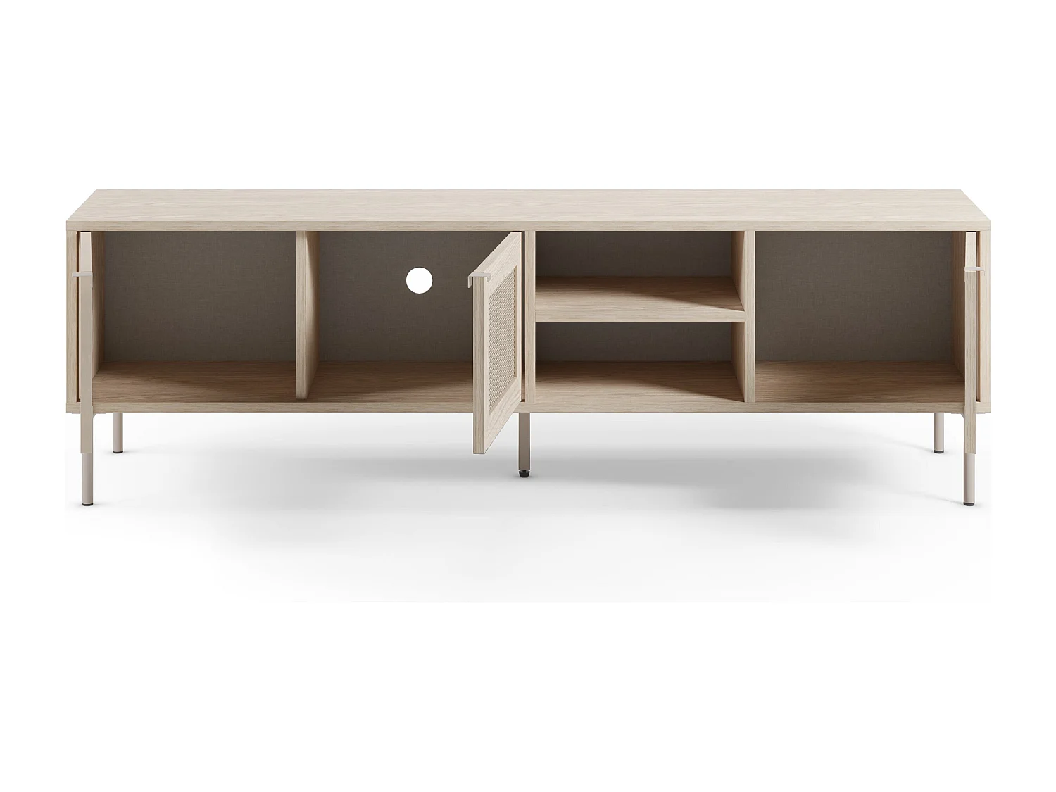 Dreitüriger TV-Ständer Eiche Metallbeinen 164x50 cm