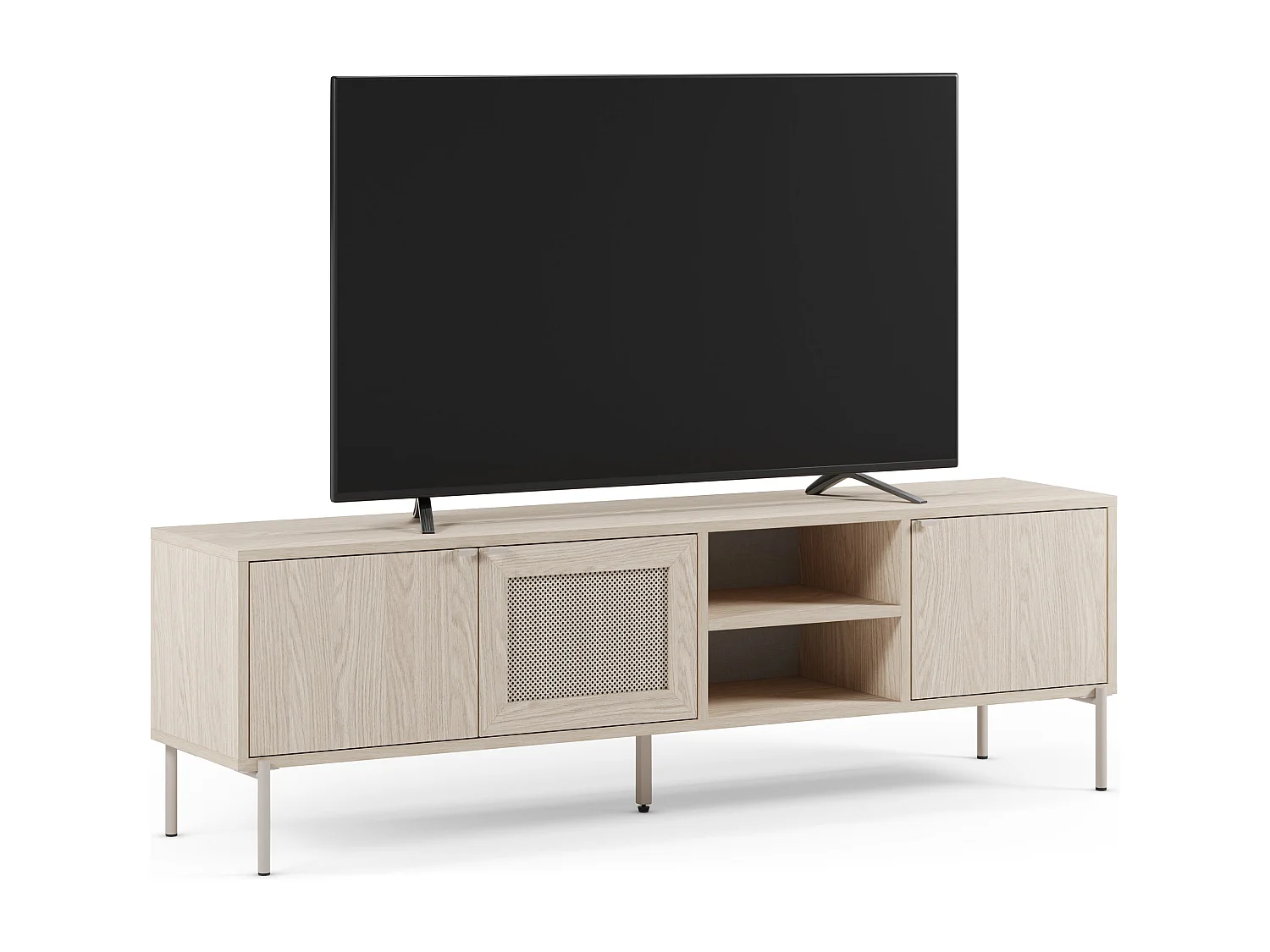 Dreitüriger TV-Ständer Eiche Metallbeinen 164x50 cm