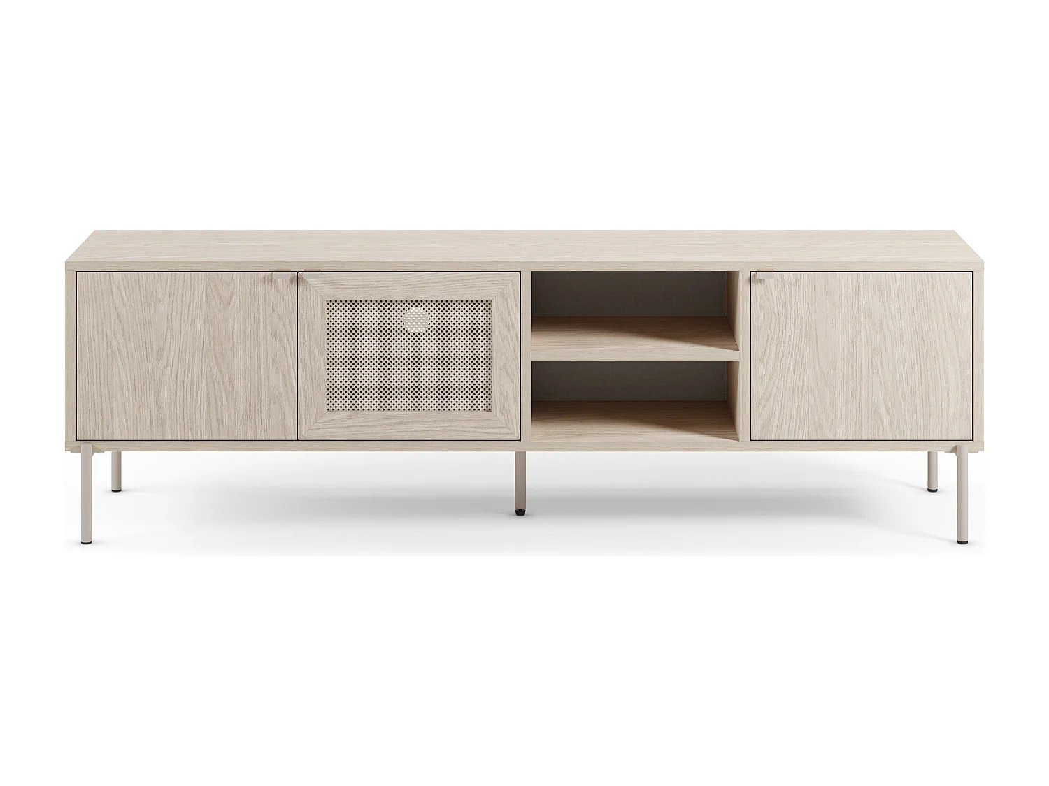 Dreitüriger TV-Ständer Eiche Metallbeinen 164x50 cm