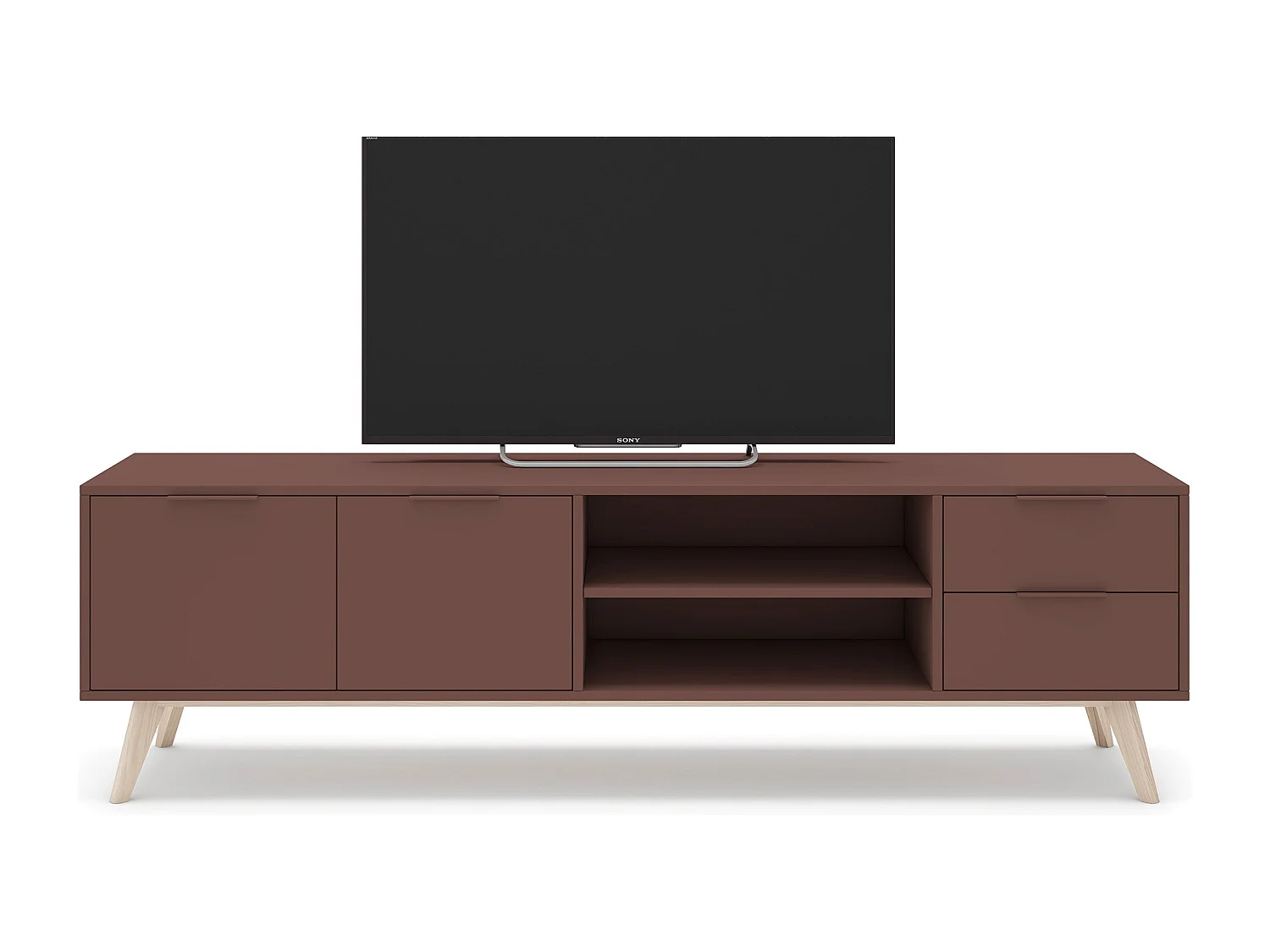 TV-Ständer Kiefernholz 2 Türen 2 Schubladen 180x53 cm