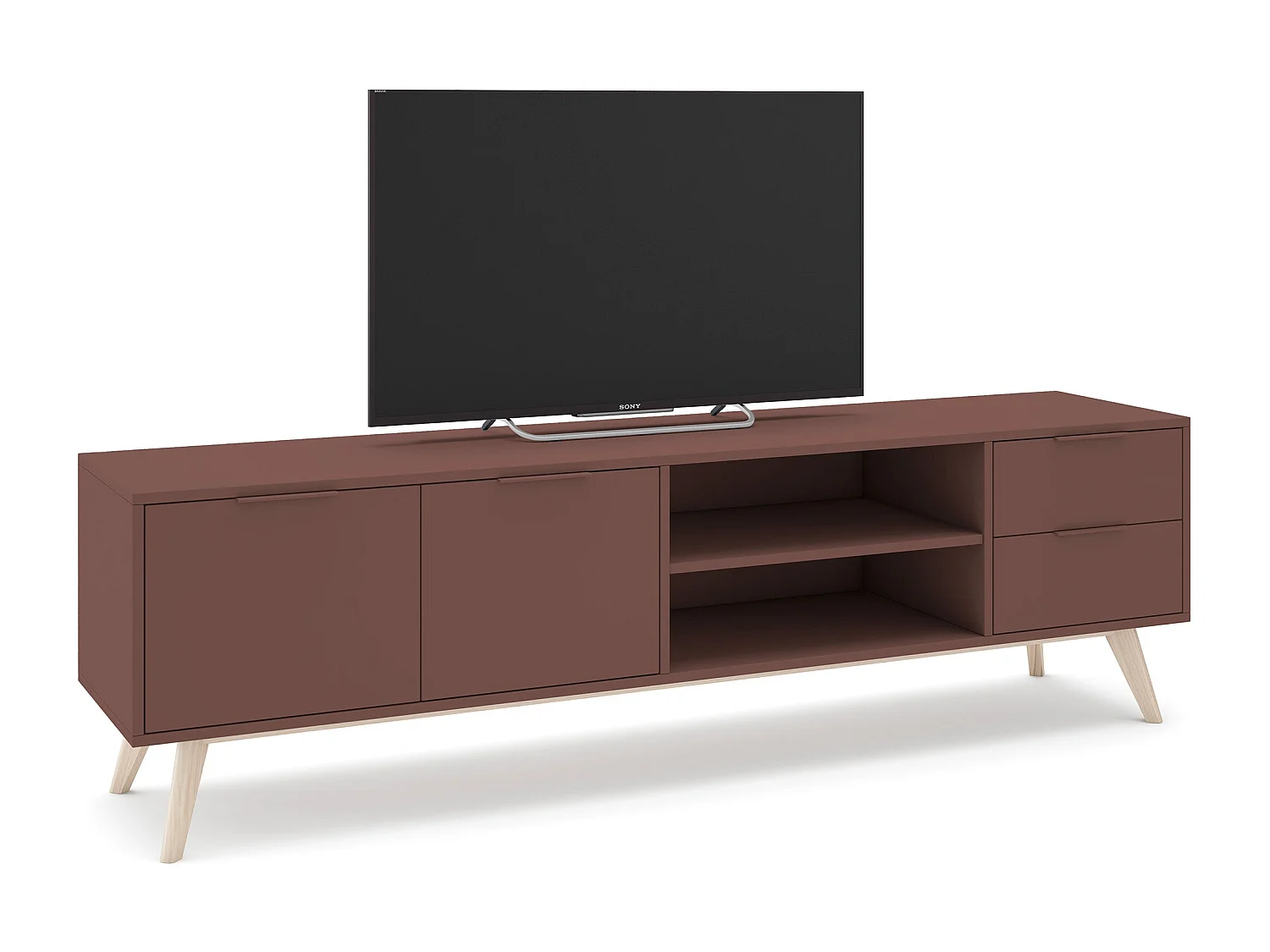 TV-Ständer Kiefernholz 2 Türen 2 Schubladen 180x53 cm