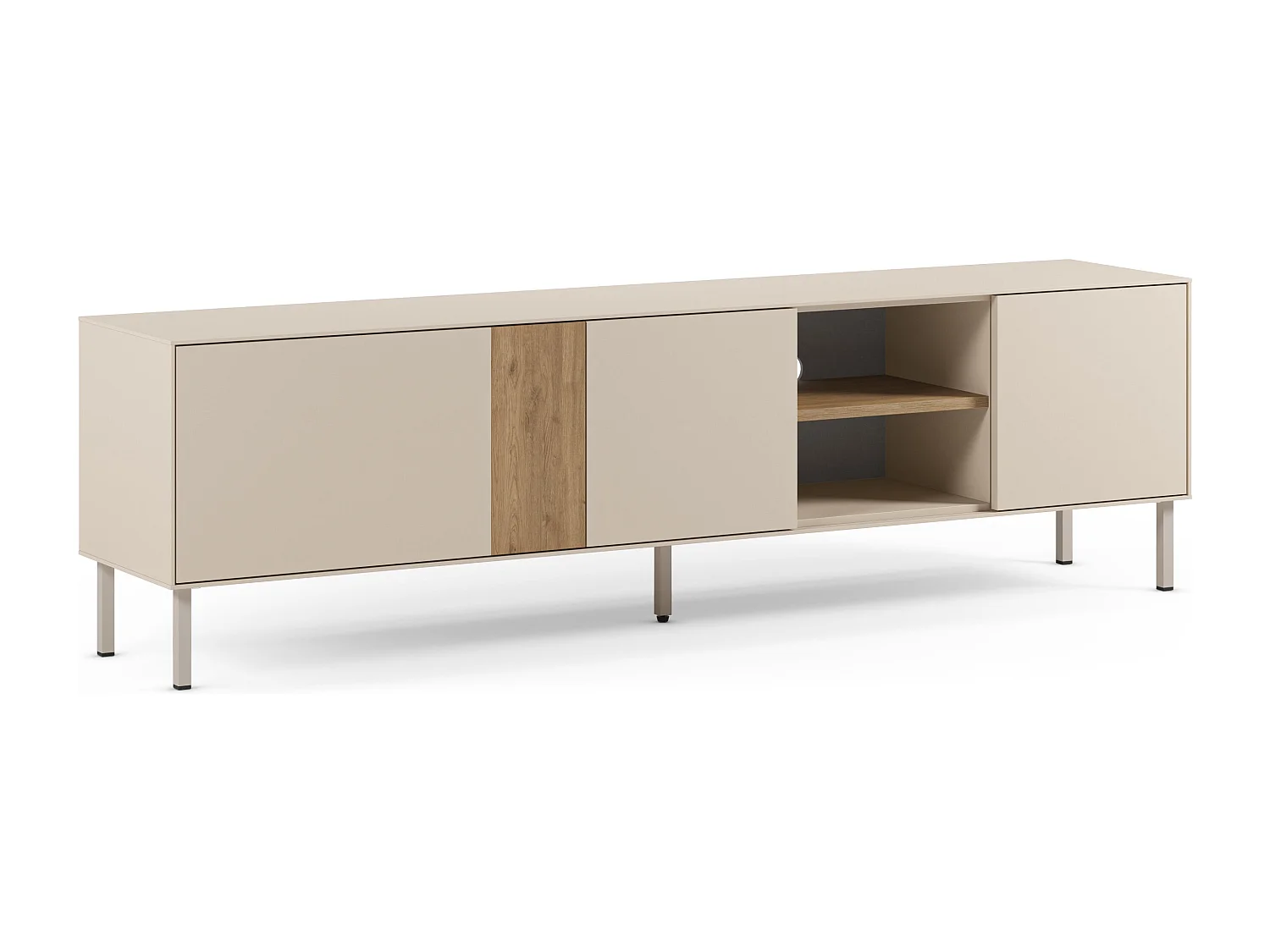 3-türiger TV-Schrank Creme/Eiche 180x51 cm