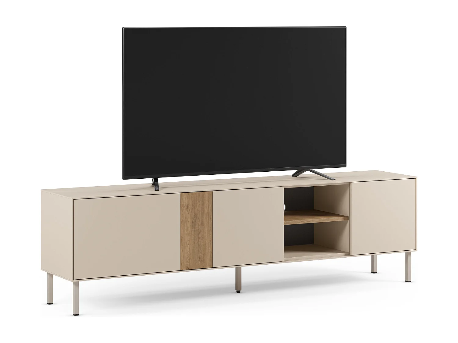 3-türiger TV-Schrank Creme/Eiche 180x51 cm