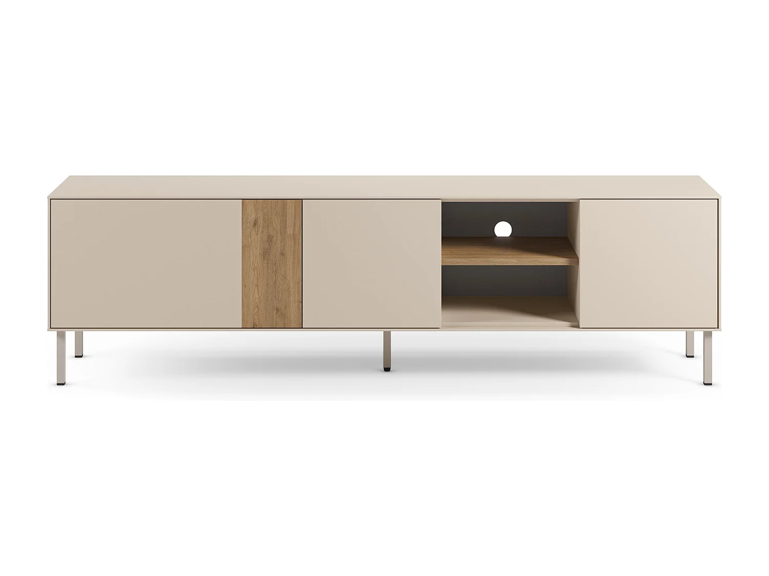 3-türiger TV-Schrank Creme/Eiche 180x51 cm