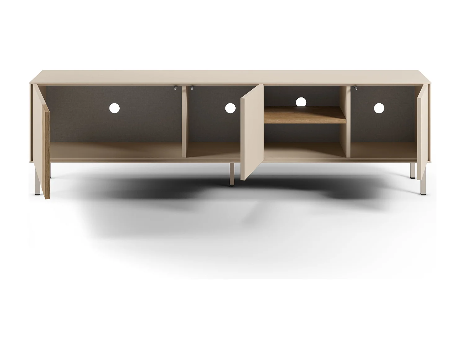 3-türiger TV-Schrank Creme/Eiche 180x51 cm