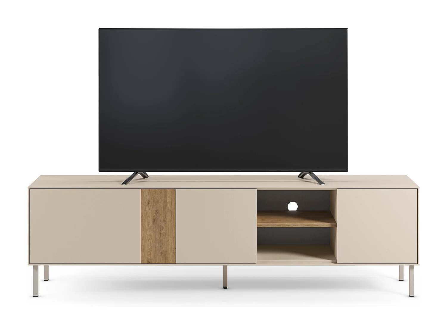 3-türiger TV-Schrank Creme/Eiche 180x51 cm