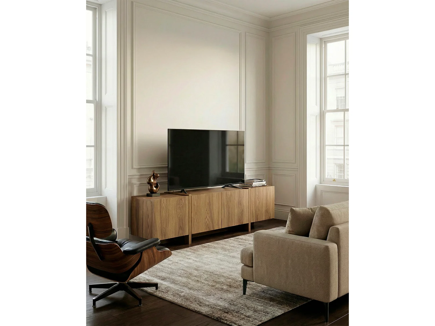 4-türiger TV-Schrank Eiche 180x55 cm