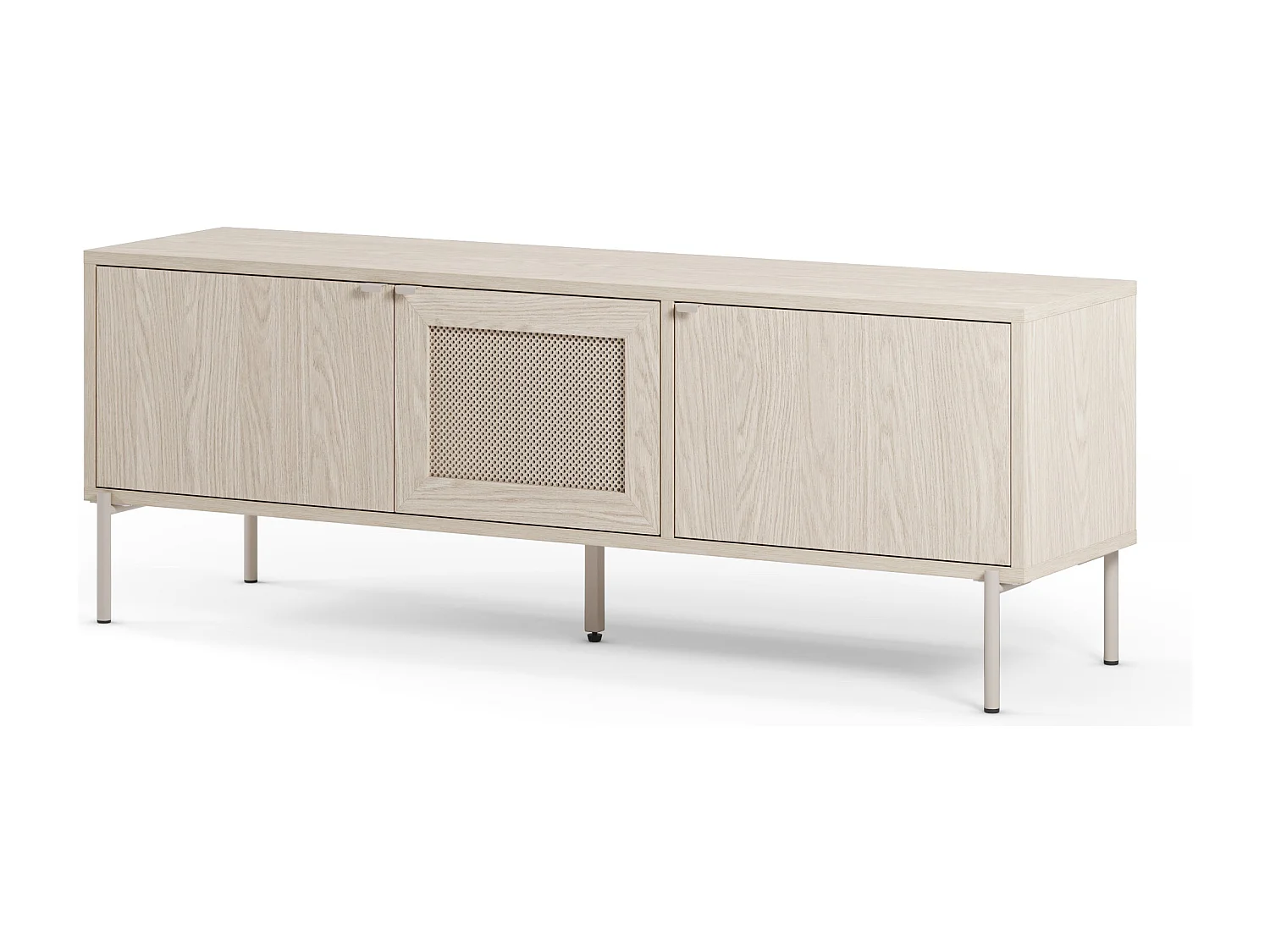 Dreitüriger TV-Ständer Eiche Metallbeinen 130x50 cm