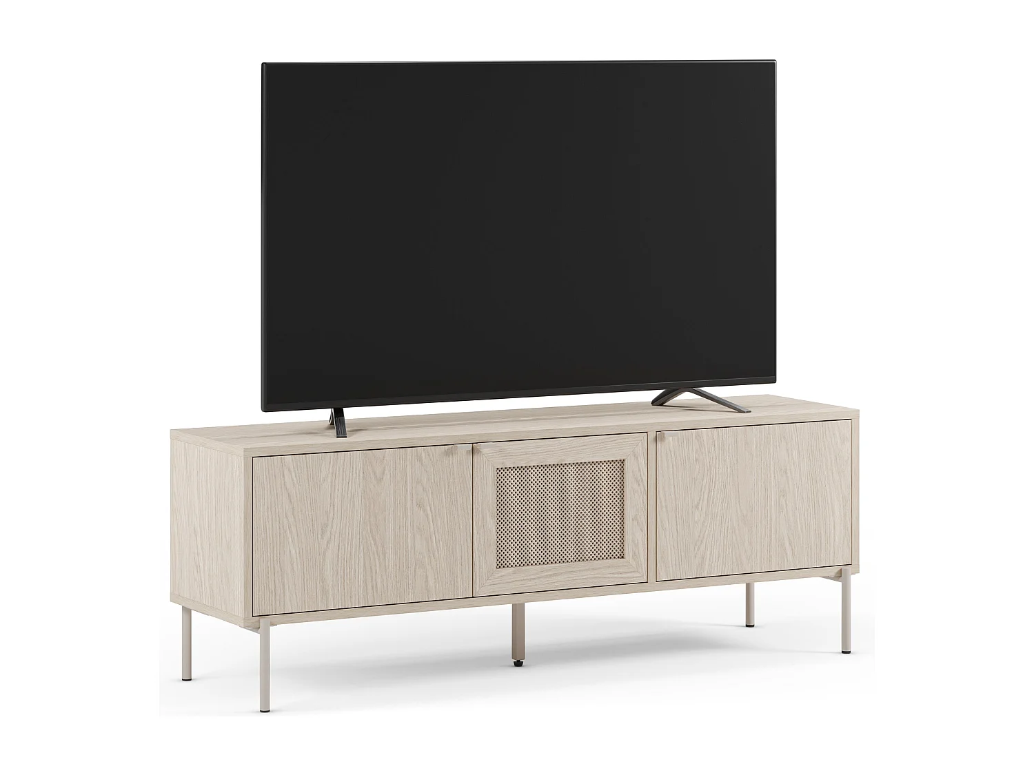 Dreitüriger TV-Ständer Eiche Metallbeinen 130x50 cm