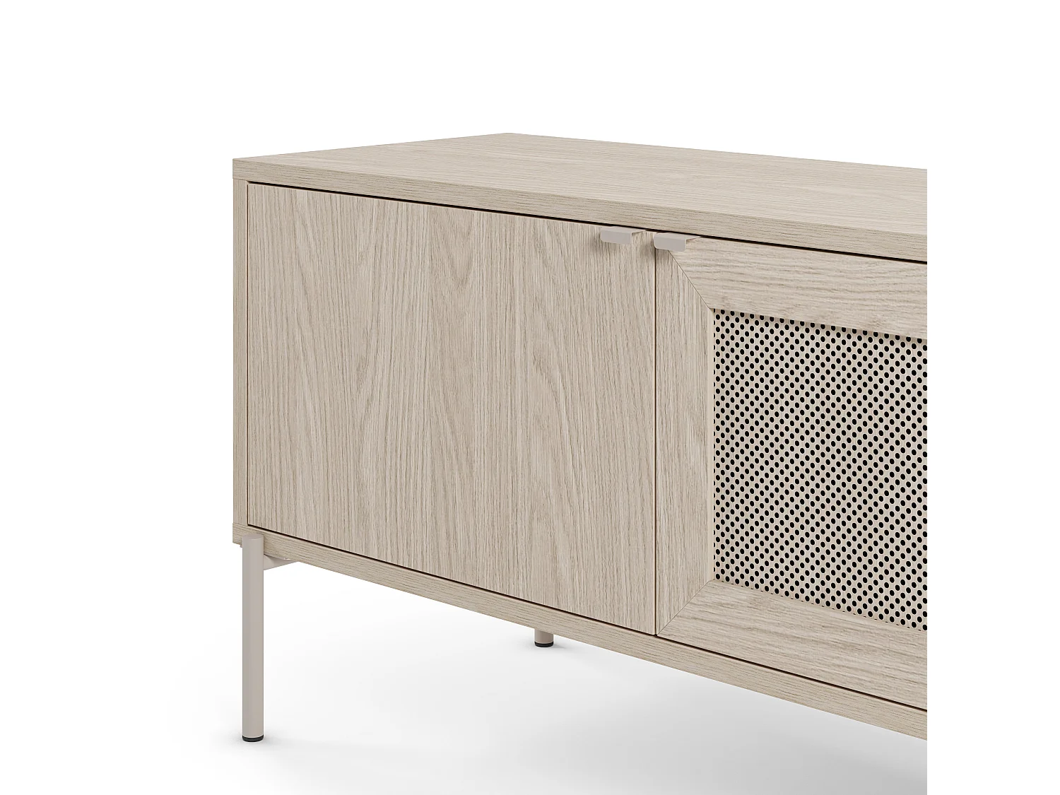 Dreitüriger TV-Ständer Eiche Metallbeinen 130x50 cm