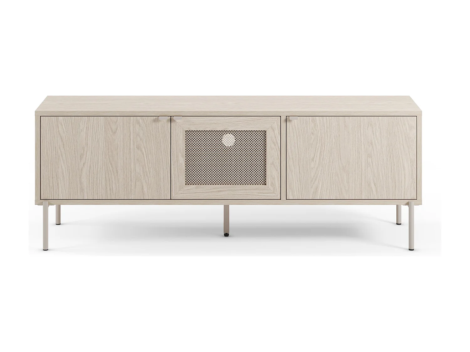 Dreitüriger TV-Ständer Eiche Metallbeinen 130x50 cm